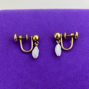 💛 Vintage 12k Gold Filled White Pearl Earrings | Classic Retro Glam